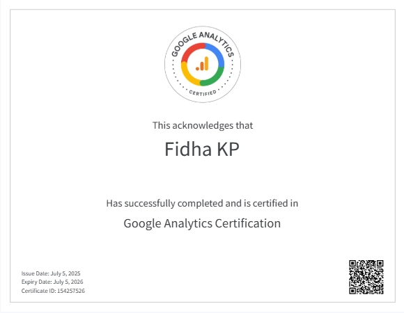 google analytics certificate of digital marketing strategist in malappuram